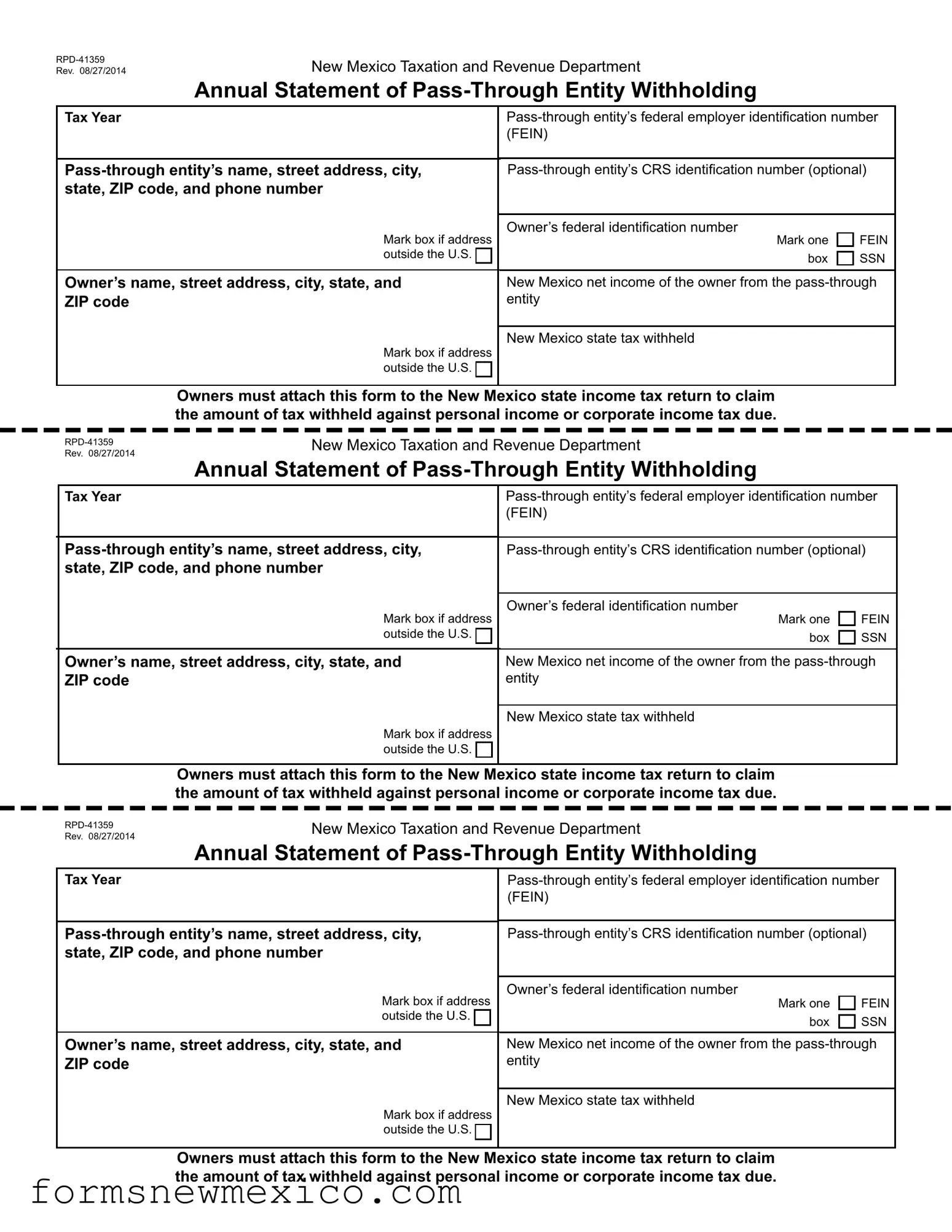 Free Rpd 41359 New Mexico Form