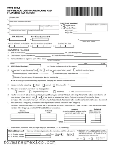 Free Cit 1 New Mexico Form