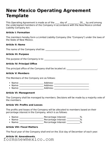 Attorney-Approved Operating Agreement Form for New Mexico State