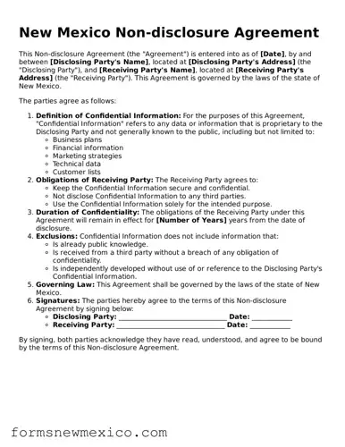 Attorney-Approved Non-disclosure Agreement Form for New Mexico State