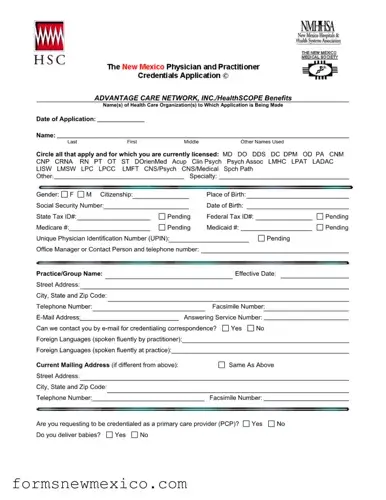 Free New Mexico Credentialing Application Form