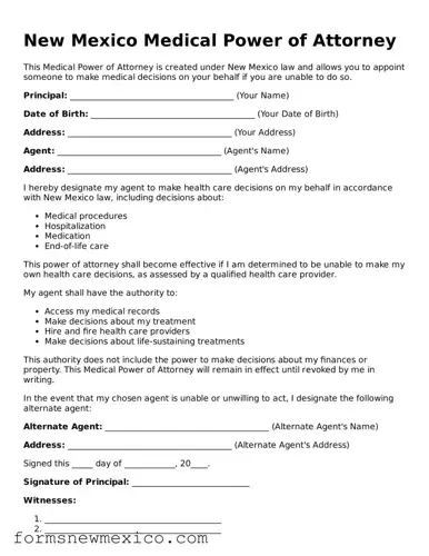 Attorney-Approved Medical Power of Attorney Form for New Mexico State