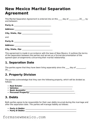 Attorney-Approved Marital Separation Agreement Form for New Mexico State