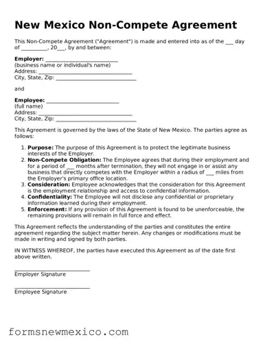 Attorney-Approved Non-compete Agreement Form for New Mexico State