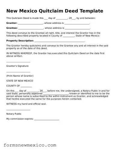 Attorney-Approved Quitclaim Deed Form for New Mexico State