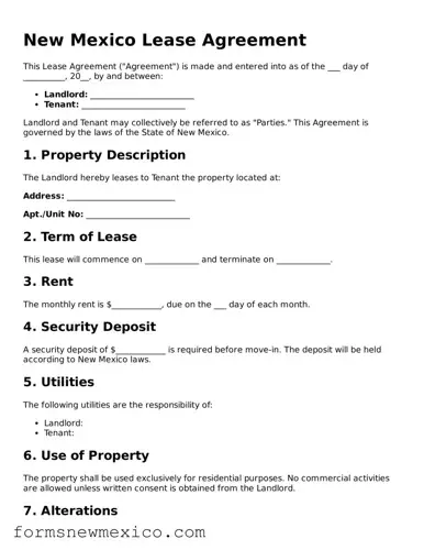Attorney-Approved Lease Agreement Form for New Mexico State