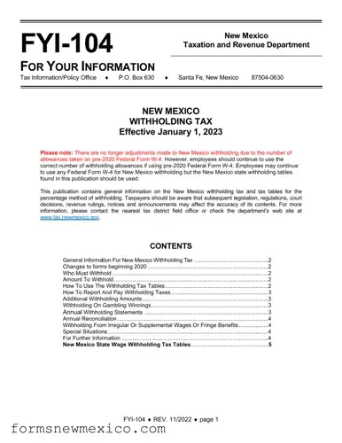 Free New Mexico Withholding Form