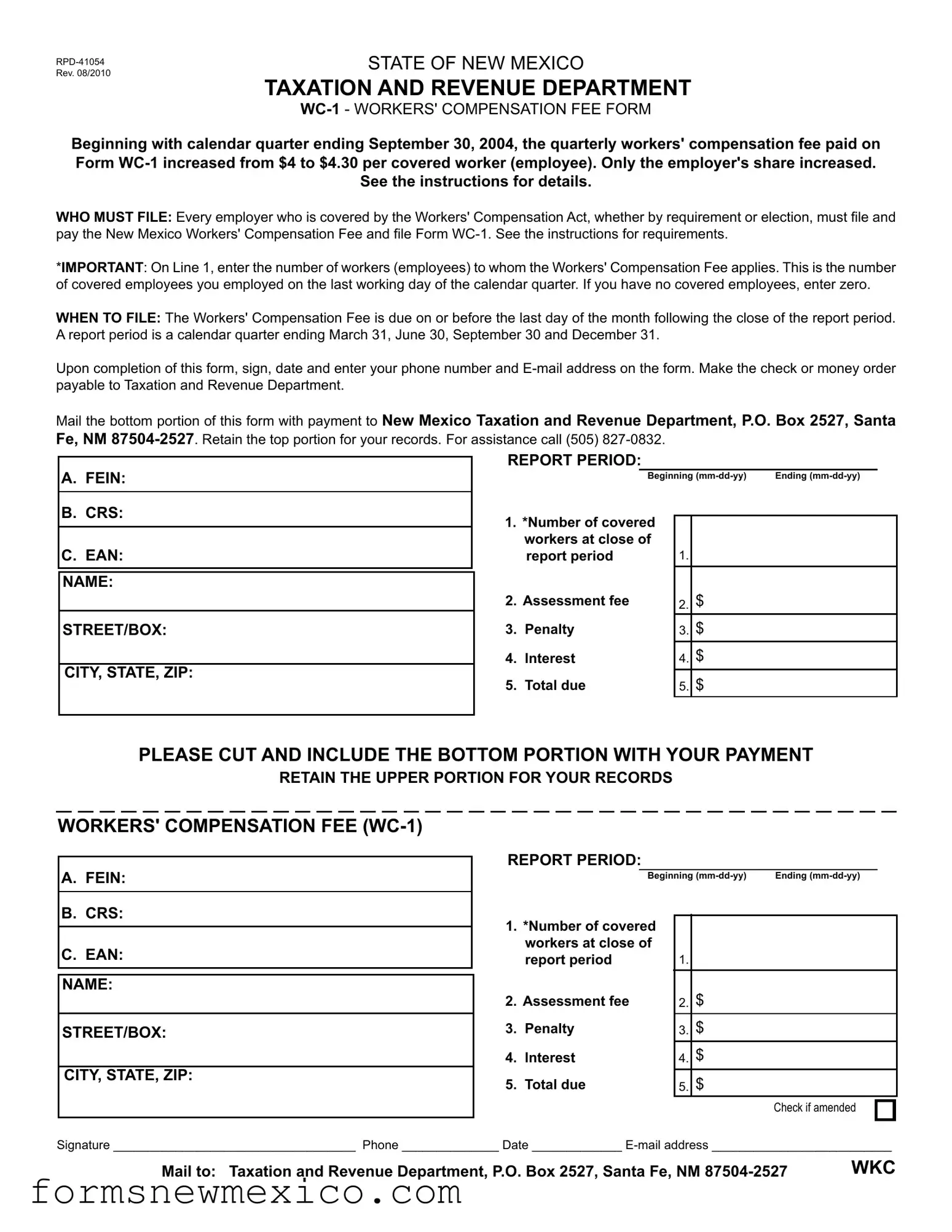 Free State Of New Mexico Wc 1 Form